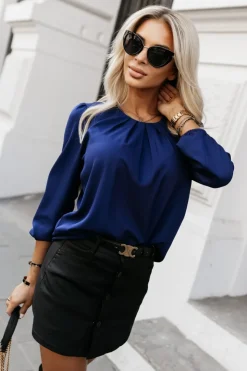 BLUZKA KOSZULOWA BONA GRANATOWA