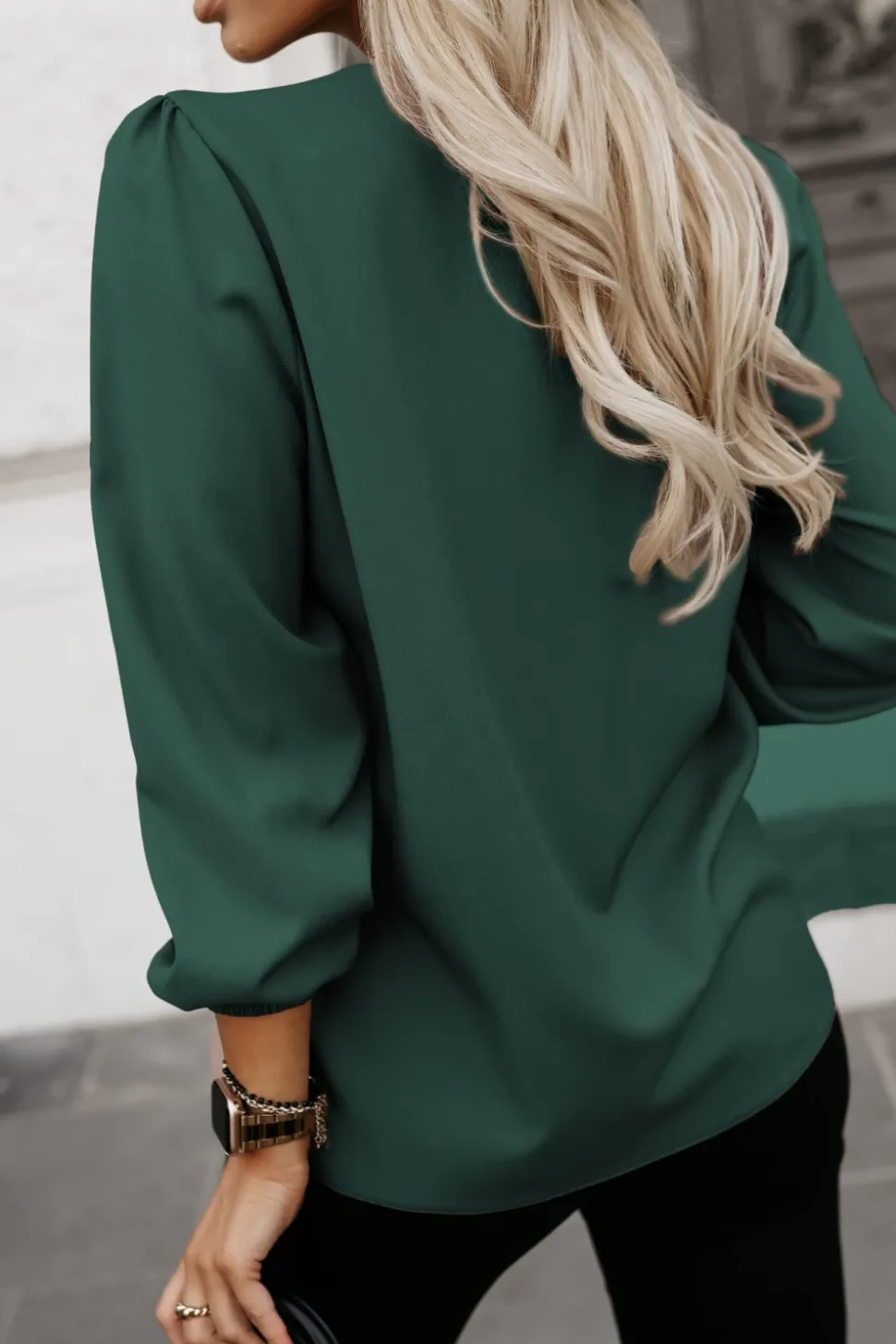 BLUZKA KOSZULOWA BONA ZIELEŃ BUTELKOWA