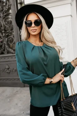BLUZKA KOSZULOWA BONA ZIELEŃ BUTELKOWA