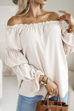 BLUZKA KOSZULOWA INEZ HISZPANKA BEŻOWA