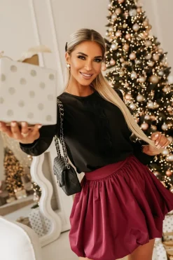 BLUZKA KOSZULOWA ISABELL Z KORONKOWĄ WSTAWKĄ CZARNA