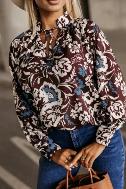 BLUZKA KOSZULOWA MILO Z WIĄZANIEM W KWIATY