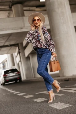 BLUZKA KOSZULOWA MILO Z WIĄZANIEM W KWIATY