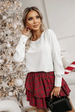 BLUZKA KOSZULOWA RITA ZDOBIONA GUZIKAMI NA PLECACH ŚMIETANKOWA