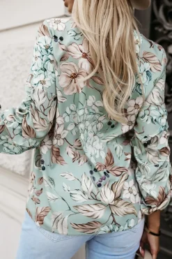 BLUZKA KOSZULOWA SARA BEŻOWO-PISTACJOWA