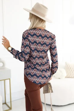 BLUZKA KOSZULOWA SOPHIE BRĄZOWO-SZARA