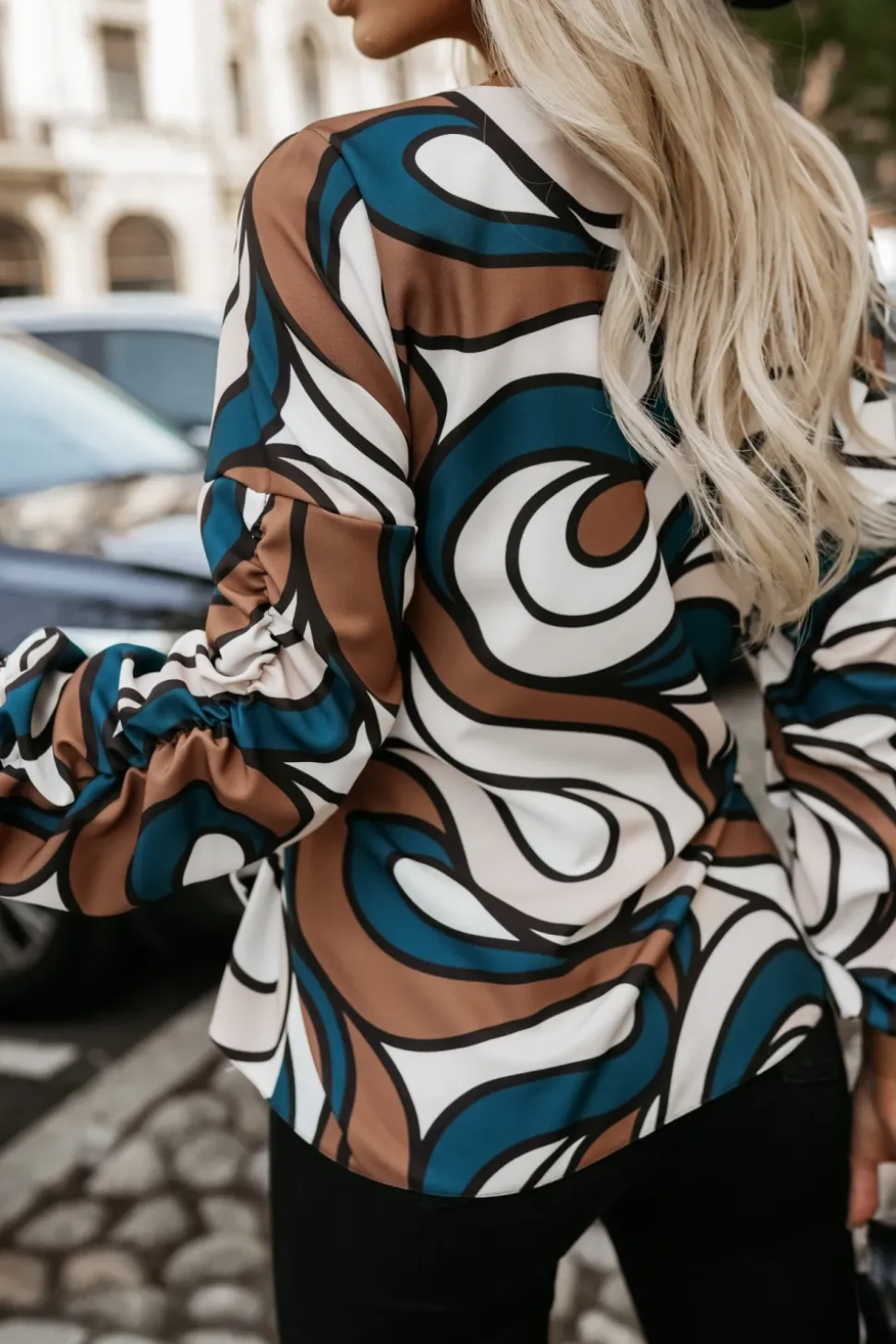 BLUZKA KOSZULOWA VENUS BUTELKOWA ZIELEŃ Z BRĄZEM