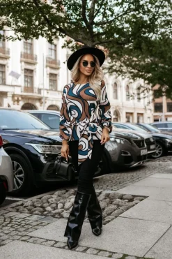 BLUZKA KOSZULOWA VENUS BUTELKOWA ZIELEŃ Z BRĄZEM