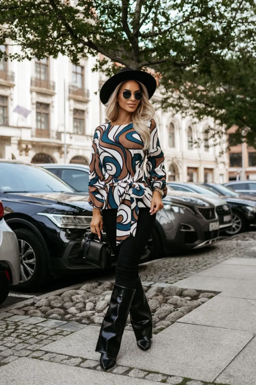 BLUZKA KOSZULOWA VENUS BUTELKOWA ZIELEŃ Z BRĄZEM