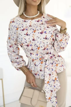 BLUZKA KOSZULOWA VENUS ŁĄCZKA BEŻOWO-POMARAŃCZOWA