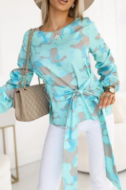 BLUZKA KOSZULOWA VENUS MIĘTOWO-BEŻOWA