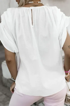 BLUZKA MUŚLINOWA O KROJU NIETOPERZA ECRU