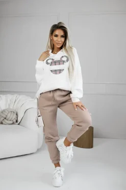 SPODNIE DRESOWE ELISABETH OCIEPLANE Z GUMĄ W PASIE BEŻOWE