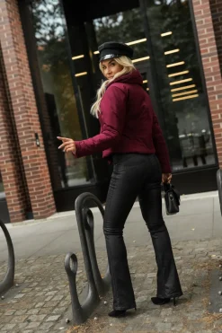 SPODNIE WOSKOWANE FLAM DZWONY CZARNE