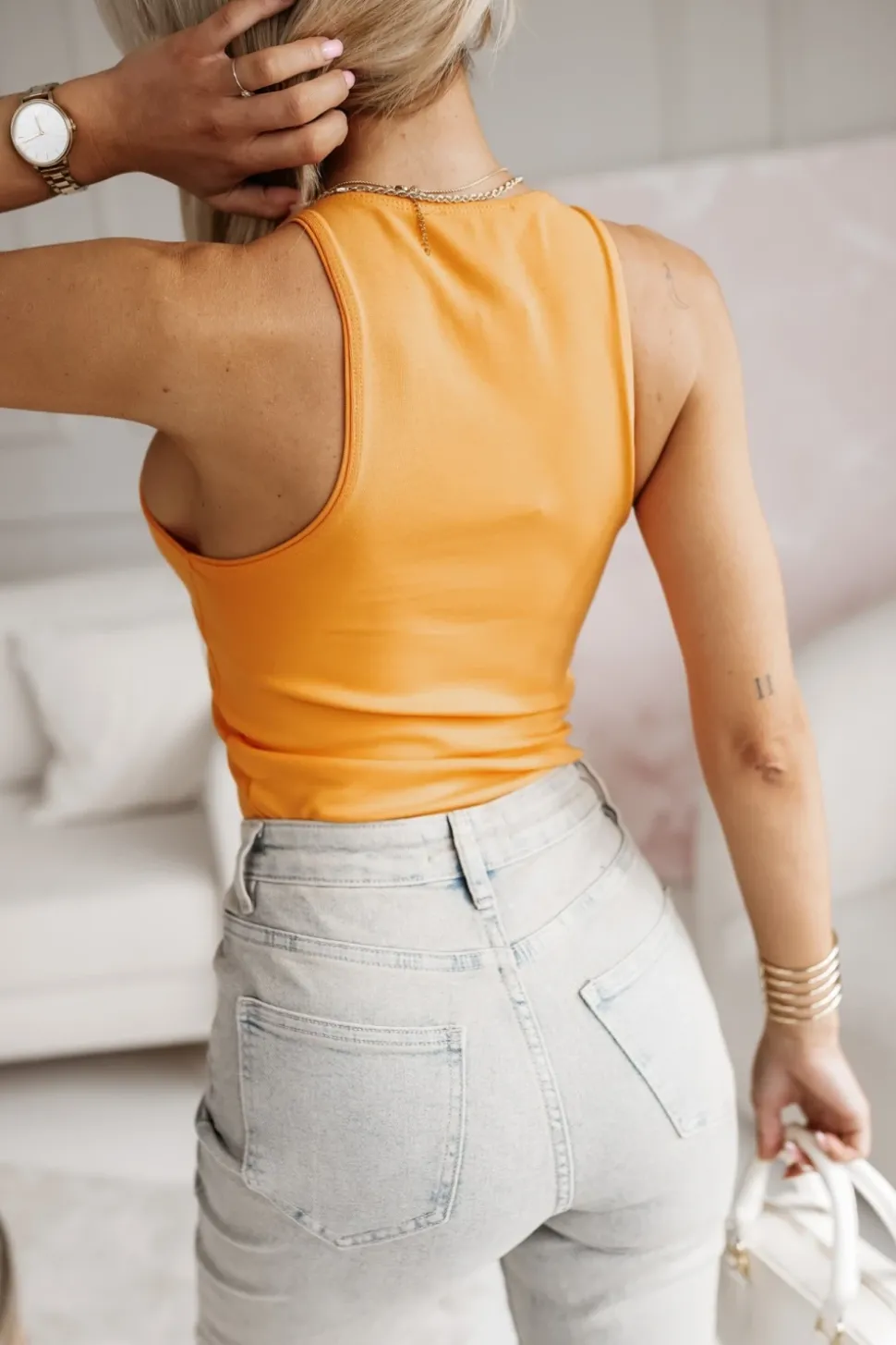 TOP BOKSERKA BAWEŁNIANY ELASTYCZNY POMARAŃCZOWY