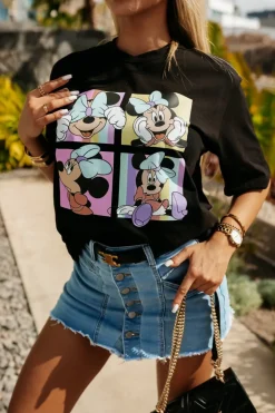 T-SHIRT OVERSIZE MICKY MINNIE CZARNY