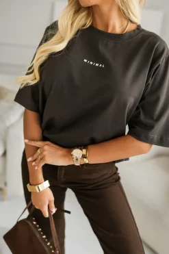T-SHIRT OVERSIZE MINIMAL CZEKOLADOWY