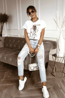 T-SHIRT PŁASZCZ I OKULARY