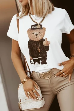 T-SHIRT Z MISIEM BIAŁY