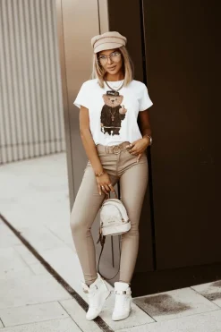 T-SHIRT Z MISIEM BIAŁY