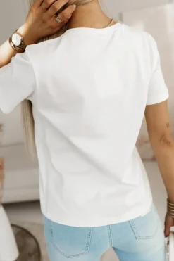 T-SHIRT Z NADRUKIEM FOLLOW YOUR HEART BIAŁY