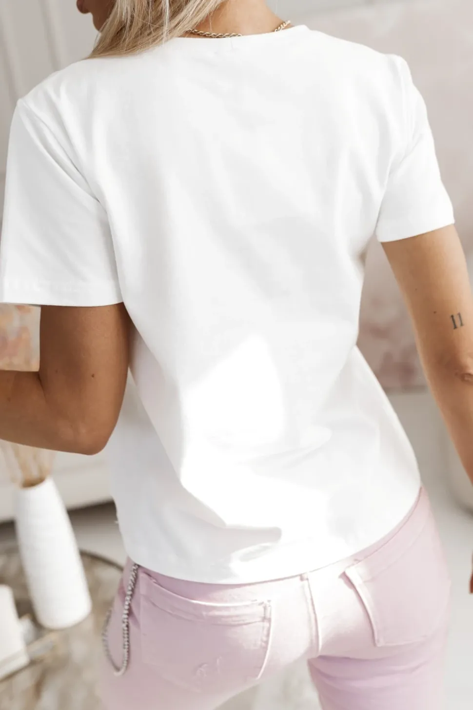 T-SHIRT Z NADRUKIEM FOLLOW YOUR HEART BIAŁY