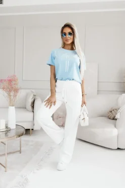 T-SHIRT Z NAPISEM CREATE BŁĘKITNY