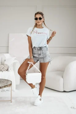 T-SHIRT Z NAPISEM PROSECCO SZARY