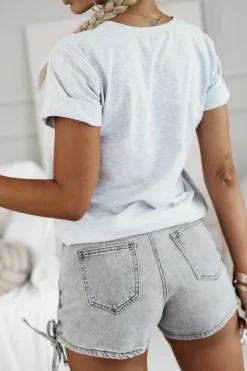 T-SHIRT Z NAPISEM PROSECCO SZARY