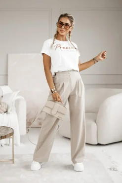 T-SHIRT Z NAPISEM PROSECCO BIAŁY