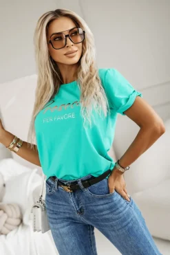 T-SHIRT Z NAPISEM PROSECCO ZIELONY