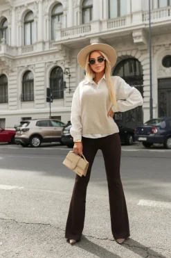 ZESTAW 2W1 KOSZULA I PULOWER BEŻOWO-BIAŁY